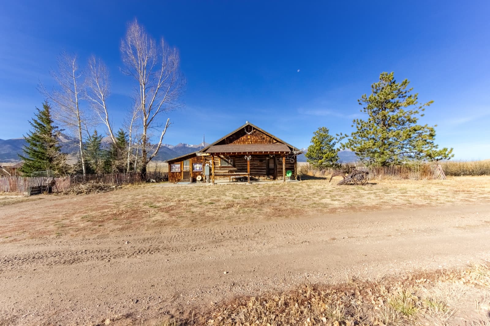 1936 Homestead front view with Sangre de Cristos