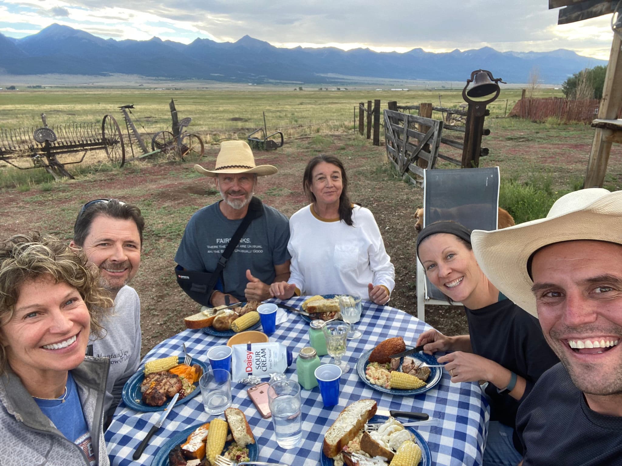Eva's Bunk House covered patio with ranch views